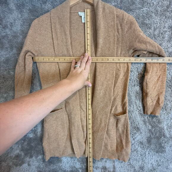 Rachel Zoe Camel Brown Cashmere Open Cardigan Sweater Longline PXS XS Petite - Picture 8 of 10